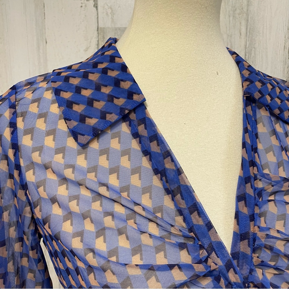 Anthropologie Maeve Sheer Ruched Buttondown Blouse - Picture 7 of 10